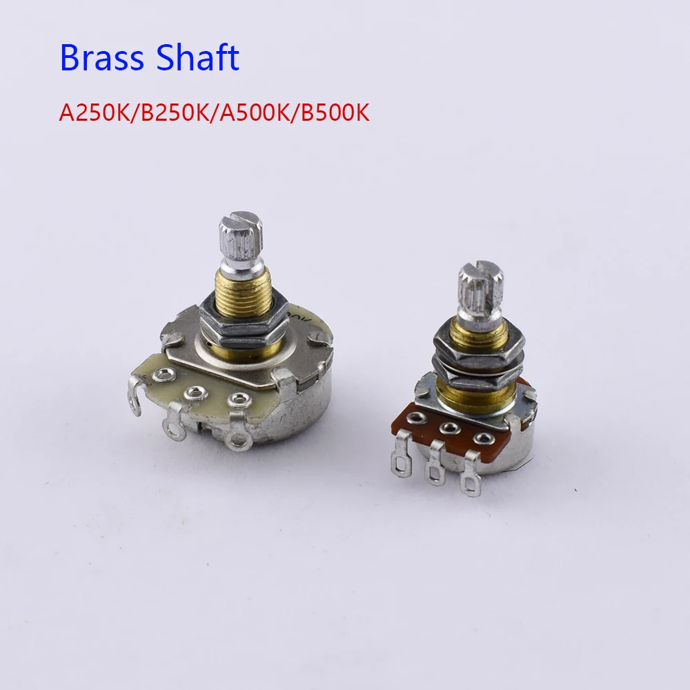 Alpha Brass Shaft  Potentiometer(POT) For Electric Guitar Bass - (A250K/B250K/A500K/B500K) Made in Korea