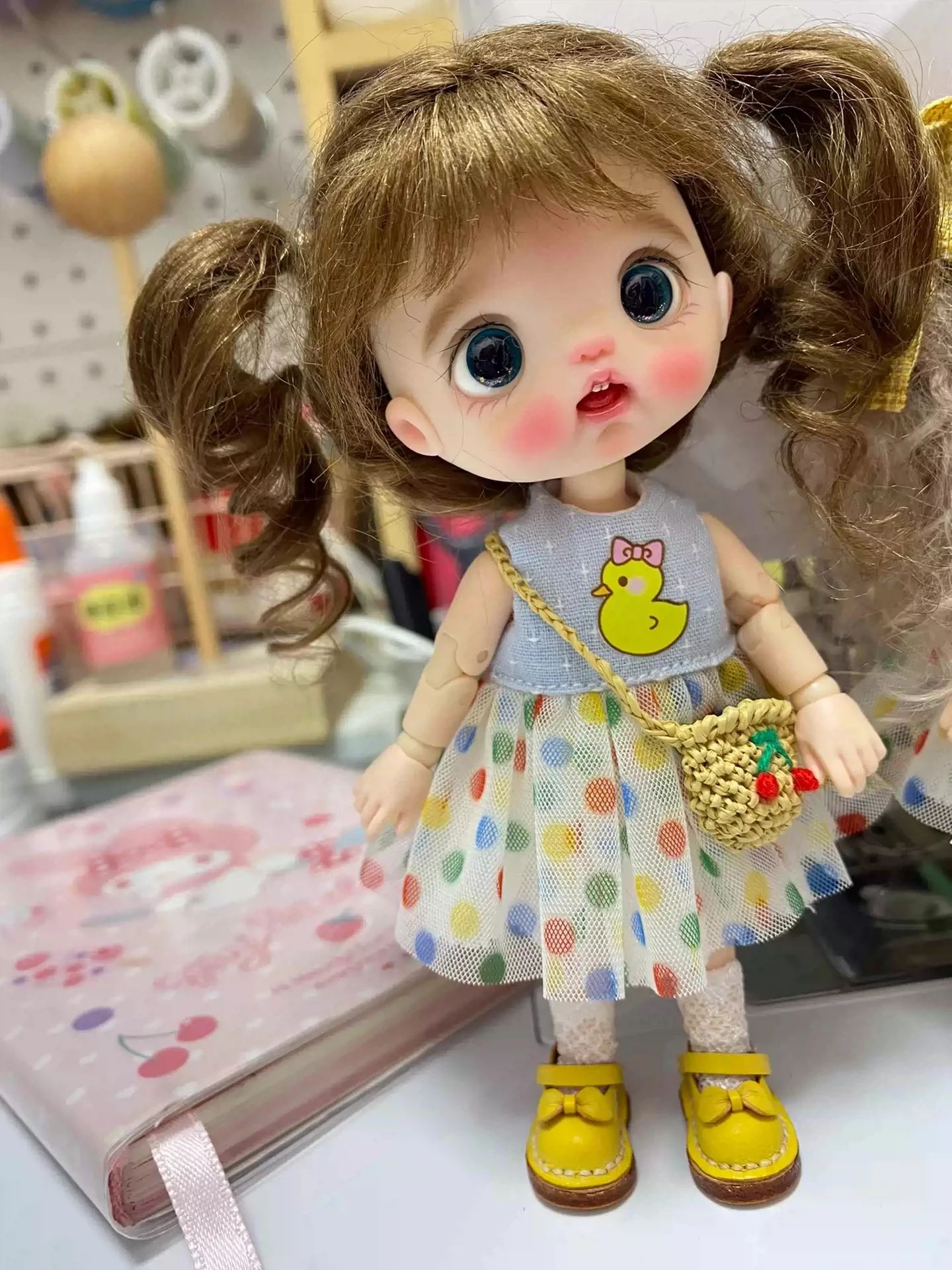 Dula Doll Clothes Dress Blue polka-dot skirt Ob11 gsc Doll Accessories