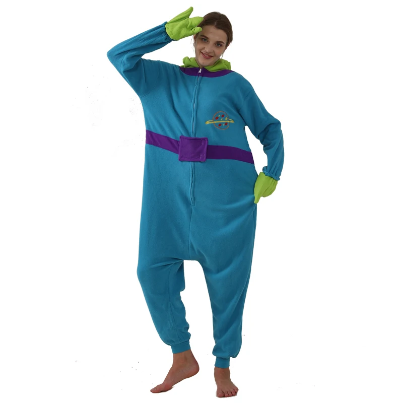 Fleece Full Body Clothes Alien Kigurumi Onesies For Adults Cosplay Costume Anime Sleepwear One-Piece Pijamas Christmas Halloween