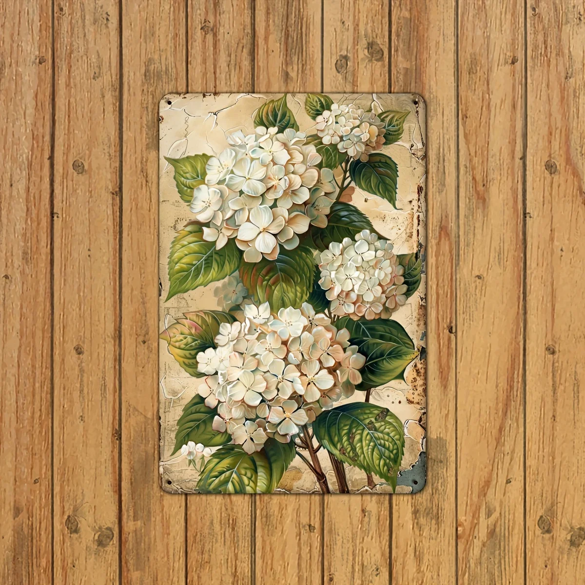 Retro Hydrangea 8X12 Inches Iron Rustproof And Waterproof Suitable For Home Office Bar Cafe Or Garage Decoration