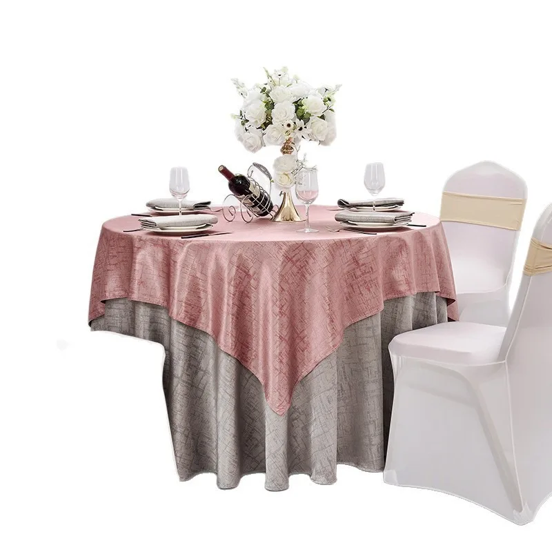 Thickened Double Layer Color Woven Satin round Tablecloth for Western Restaurant Large round Tablecloth with Embroidery