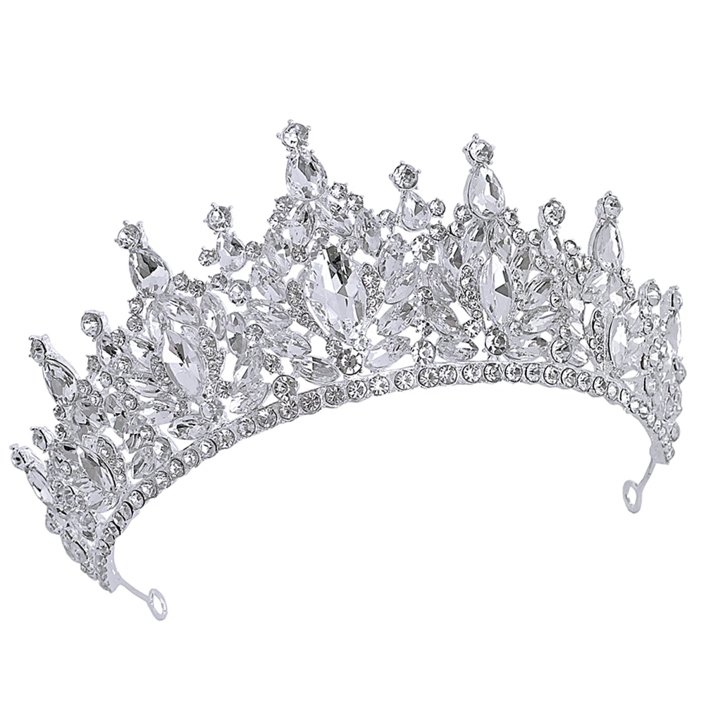 

Elegant Bridal Pageant Crowns For Women Headb Wedding Accessories Silver Color Tiara Prom Photoshoot Gifts for Bride Hair