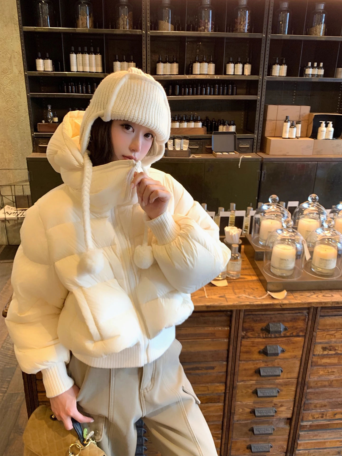 

Женская утепленная куртка Xuekeke White с капюшоном, осенне-зимняя, в корейском стиле, легкая, универсальная, теплая, приталенная