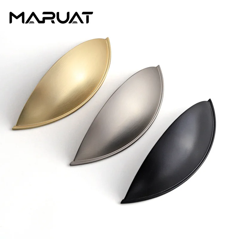 MARUAT 10 Pack Drawer Bin Cup Pulls Dresser Pulls for Cabinets Matte Black Furniture Handles Kitchen Hardware for Wardrobe Door