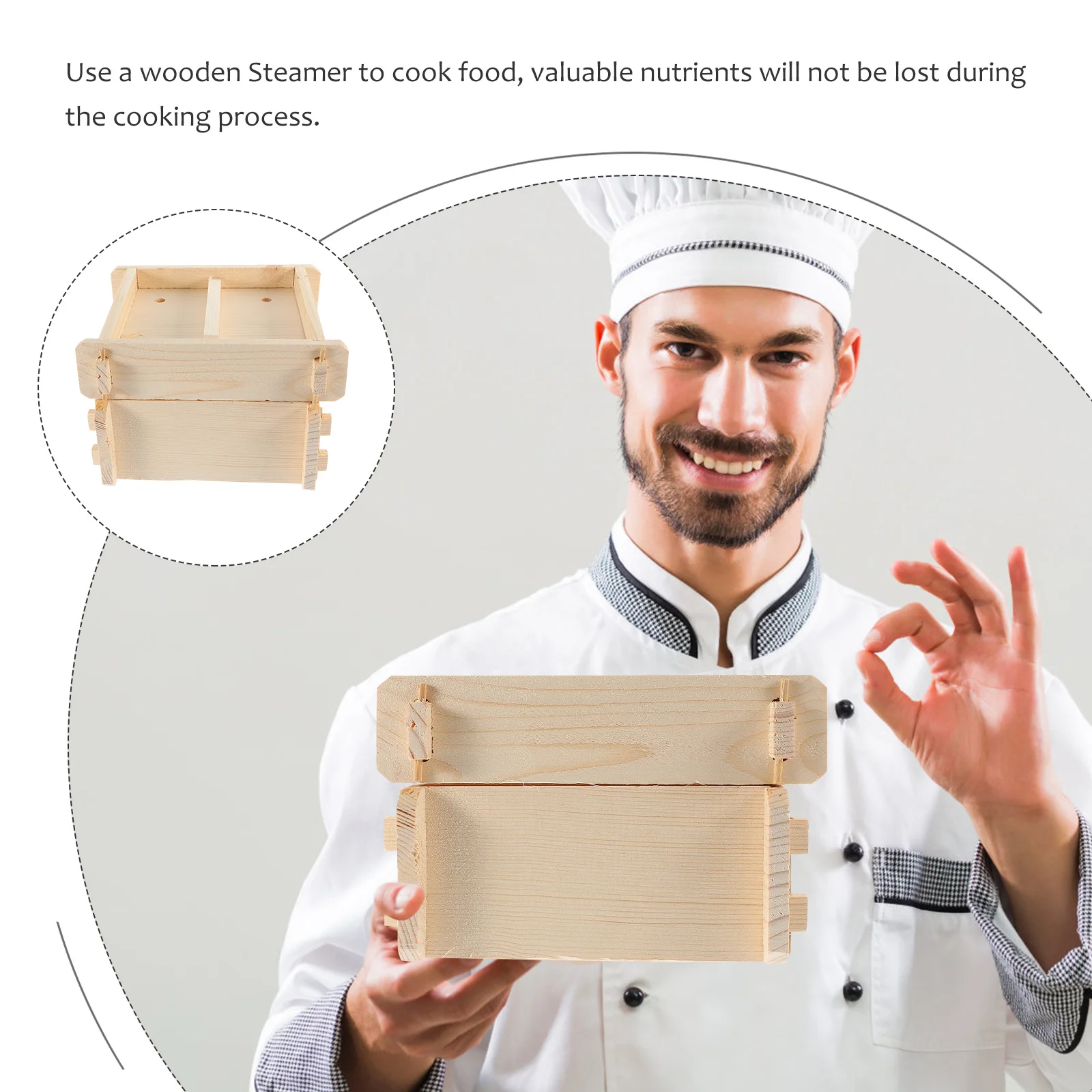 

1Set Kitchen Wooden Steamer Square Shape Practical Multi-Function Food Steamer Basket Lid Chinese Dumpling Cooking Tool