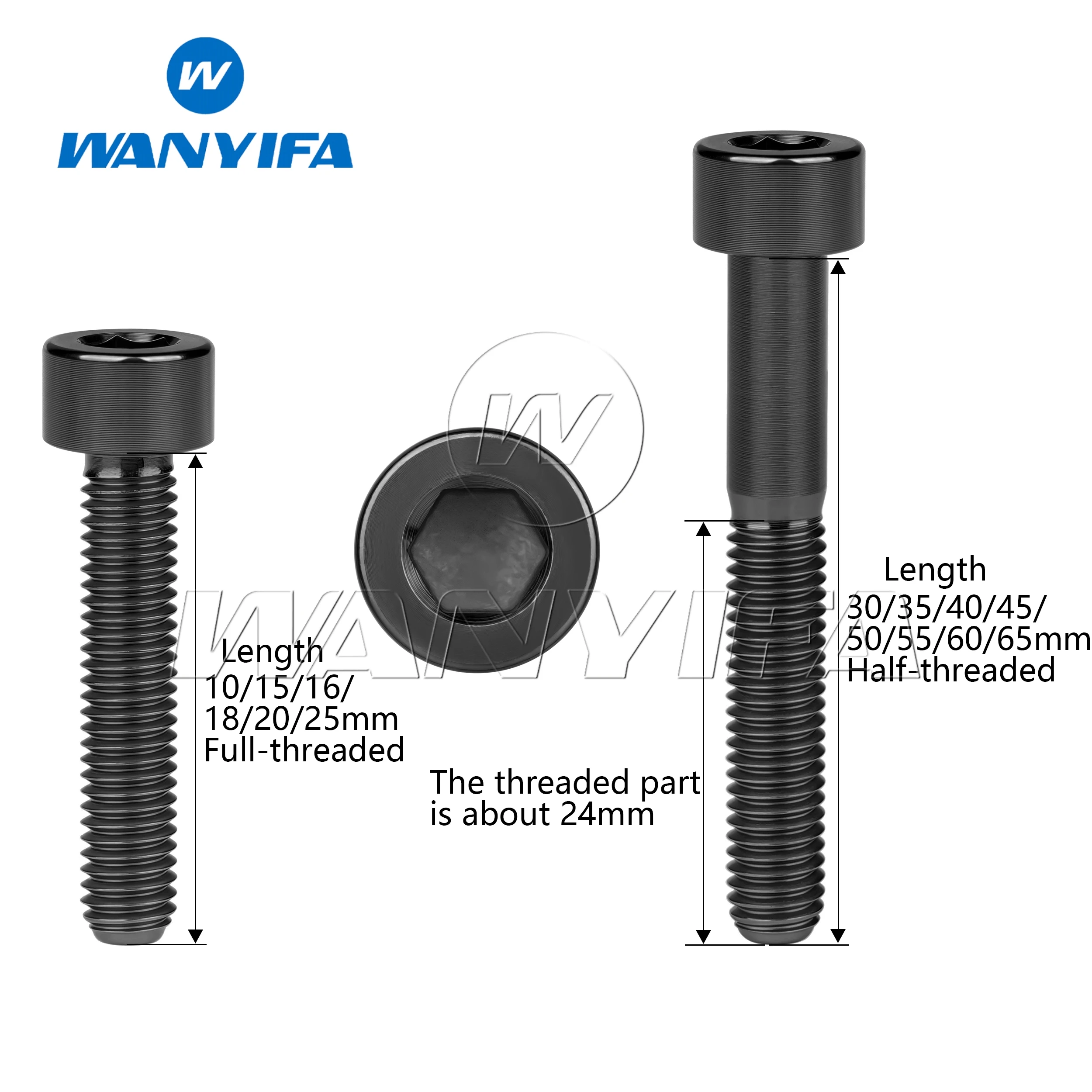 Wanyifa Titan-Ti-Schrauben M6 x 10 15 16 18 20 25 30 35 40 45 50 55 60 65 mm Schraube für Fahrrad-Headset-Bremse