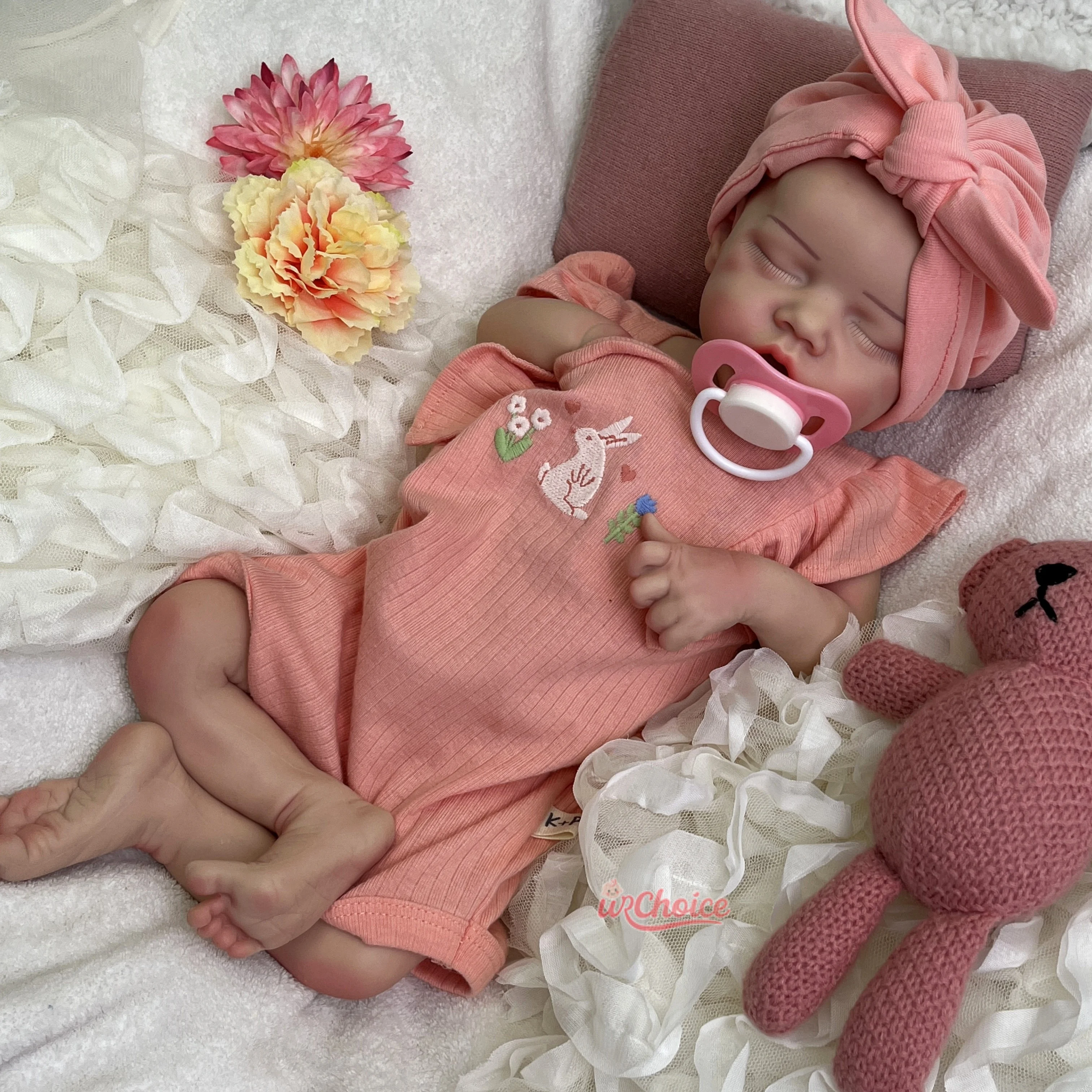 Muñeca Reborn de silicona coleccionable de 18 pulgadas, boca abierta, bebés realistas, niña recién nacida para compañero emocional