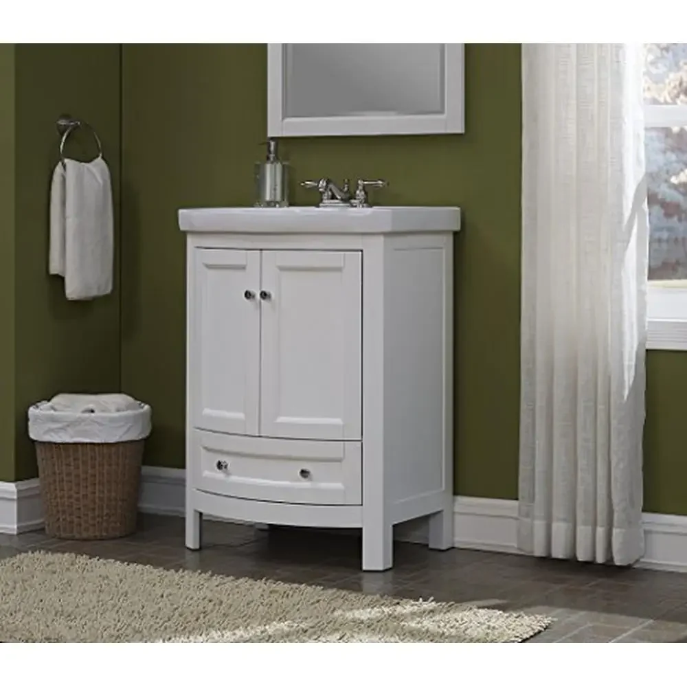 Modern Vanity Basin White 2 Doors 1 Drawer 19x24.6x34 Soft Close Technology