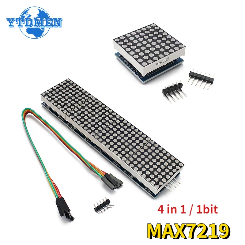 MAX7219 Dot Matrix Module 8*8 Common Cathode 5V Red / Green 4 in One LED Display with DuPont Wires Cable