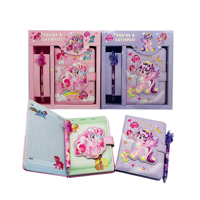 Set, My Little Pony Cute Cartoon Notebook Gel Pen Set, Back To School, School Supplies, Kawaii Notepad Portable Stationery