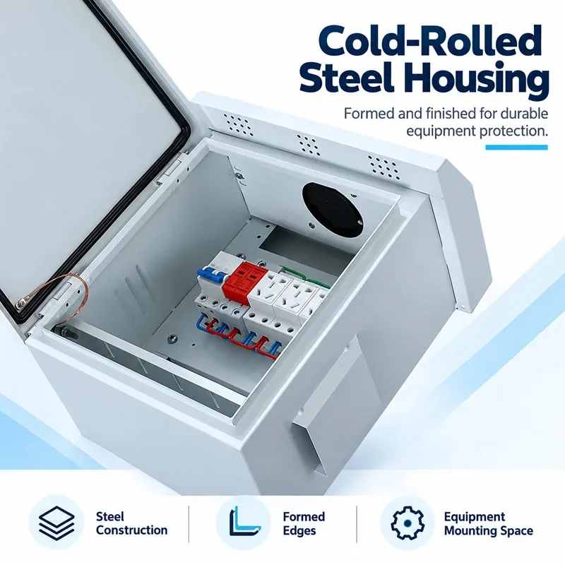 Outdoor Monitoring Box Network Security Pole with Engineering Lightning Protection Weak Current Enclosure Video Equipment