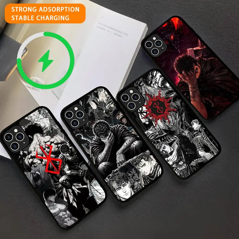 Coque de téléphone magnétique japonaise Berserk Comics, étui de Charge sans fil Magsafe pour IPhone 17 Air 16 15 Plus 14 13 12 11 Pro Max