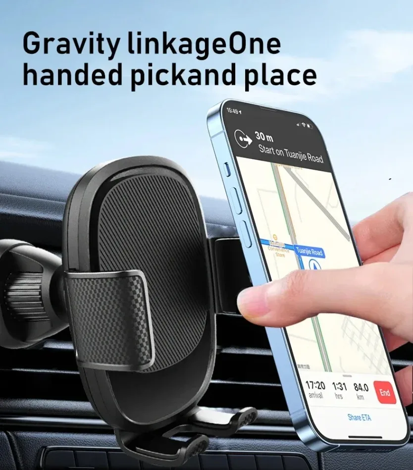 Gravity Car Phone Holder Air Vent Mount One‑hand Operation Auto‑lock 360° Rotation for iPhone Samsung Android Car Interio