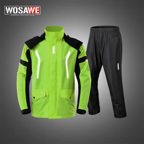 Imagen 1 del producto WOSAWE-chubasquero para motocicleta para hombre, impermeable, grueso, de talla grande, para montar en todo el cuerpo, impermeable individual dividido, pantalones de lluvia
