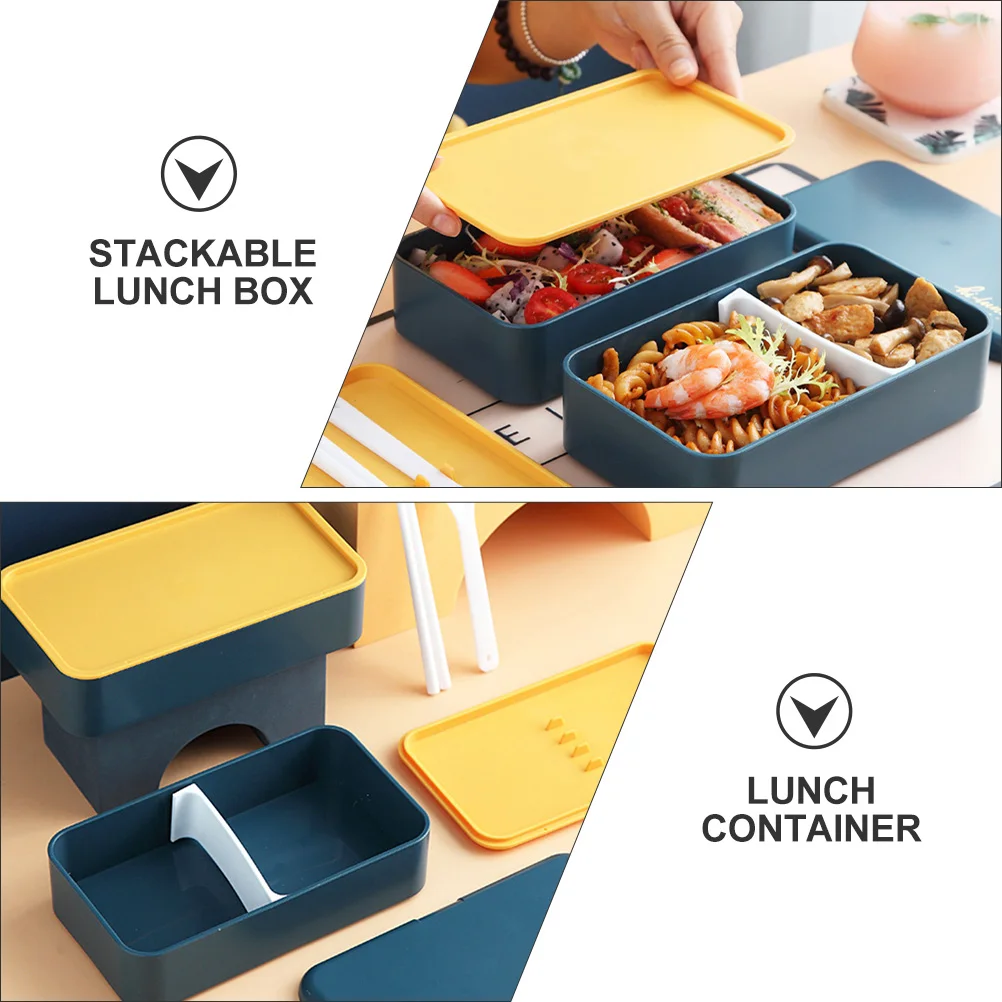 

Japanese Stackable Double Layer Lunchbox Portable Leakproof Meal Friendly For School Office Outdoor Use