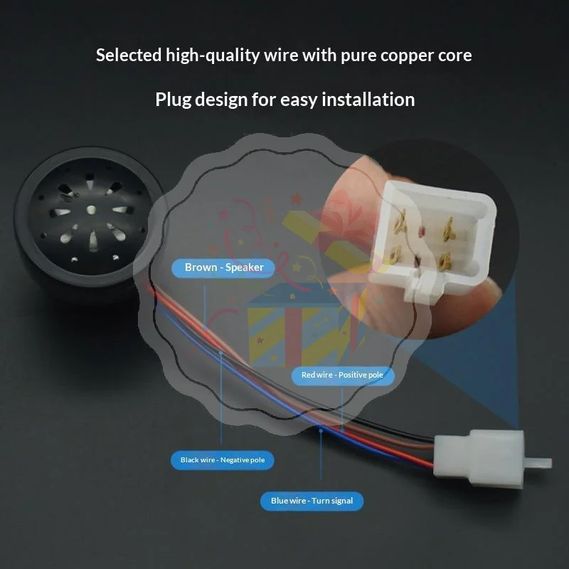E-bike Steering Buzzer Horn 1/3Pcs 48V 60V 2 in 1 with LED 4 Wires Black for Electric Vehicle Modification