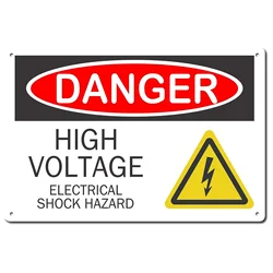 Warning Sign Danger High Voltage Electrical Shock Hazard Aluminum Tin Metal for Iron Mesh Fence Road 8x12 Inch Wall Art Decor