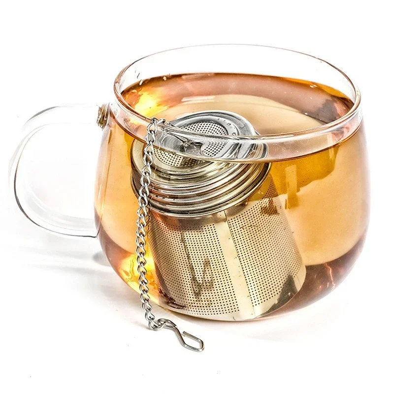 304 Infuser teh Stainless Steel, saringan daun bumbu Herbal teko dapat digunakan kembali jala Filter kreatif aksesoris dapur rumah