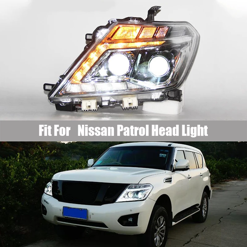 

Headlamp Assembly Suitable for Nissan Patrol Modified Lens High Configuration LED Xenon Lamp Automobile Daytime Running Lamp