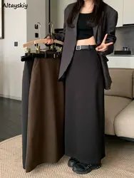 Straight Skirts Women Autumn Winter Thicken Warm Leisure High Waist Gentle Office Lady Woolen All-match Temperament Faldas Daily