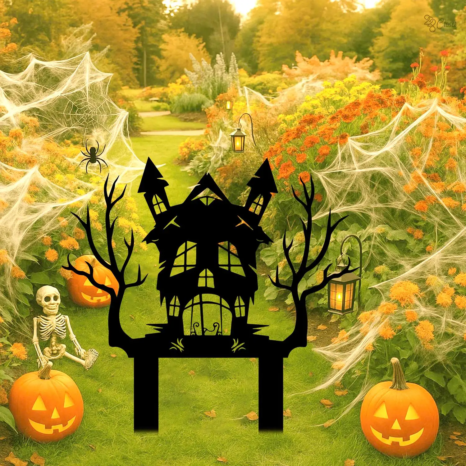 Haunted House Halloween Yard Sign Outdoor Lawn Decor Gift for Halloween Halloween Haunted House Garden Spooky haunted sign