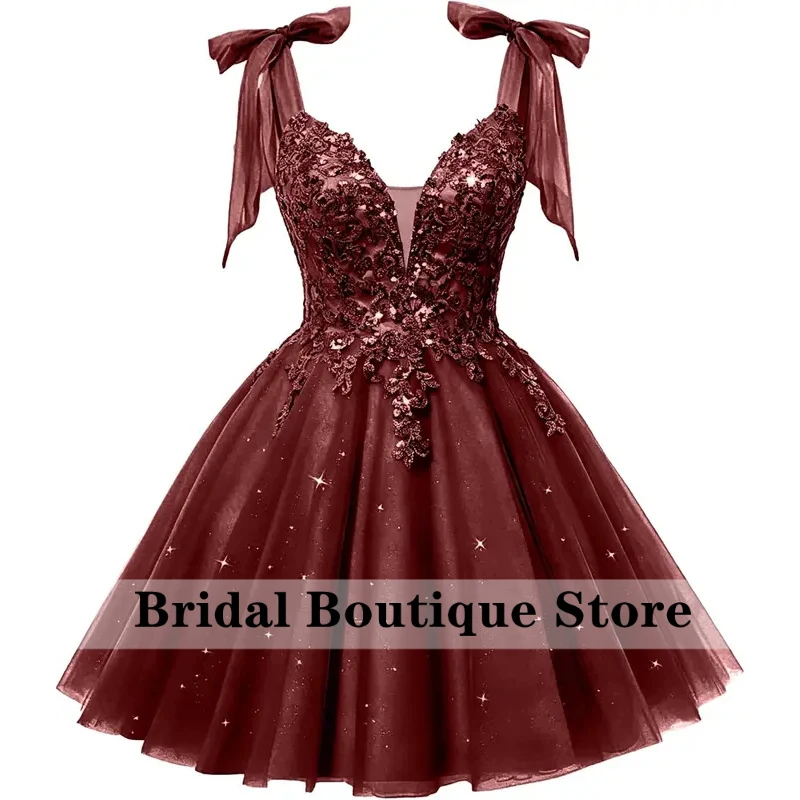Tulle Homecoming Dresses for Teens Sparkly Lace Sequin Short Prom Dress Sweet 16 DAMA Quinceanera Dress HOCO Dress view 2