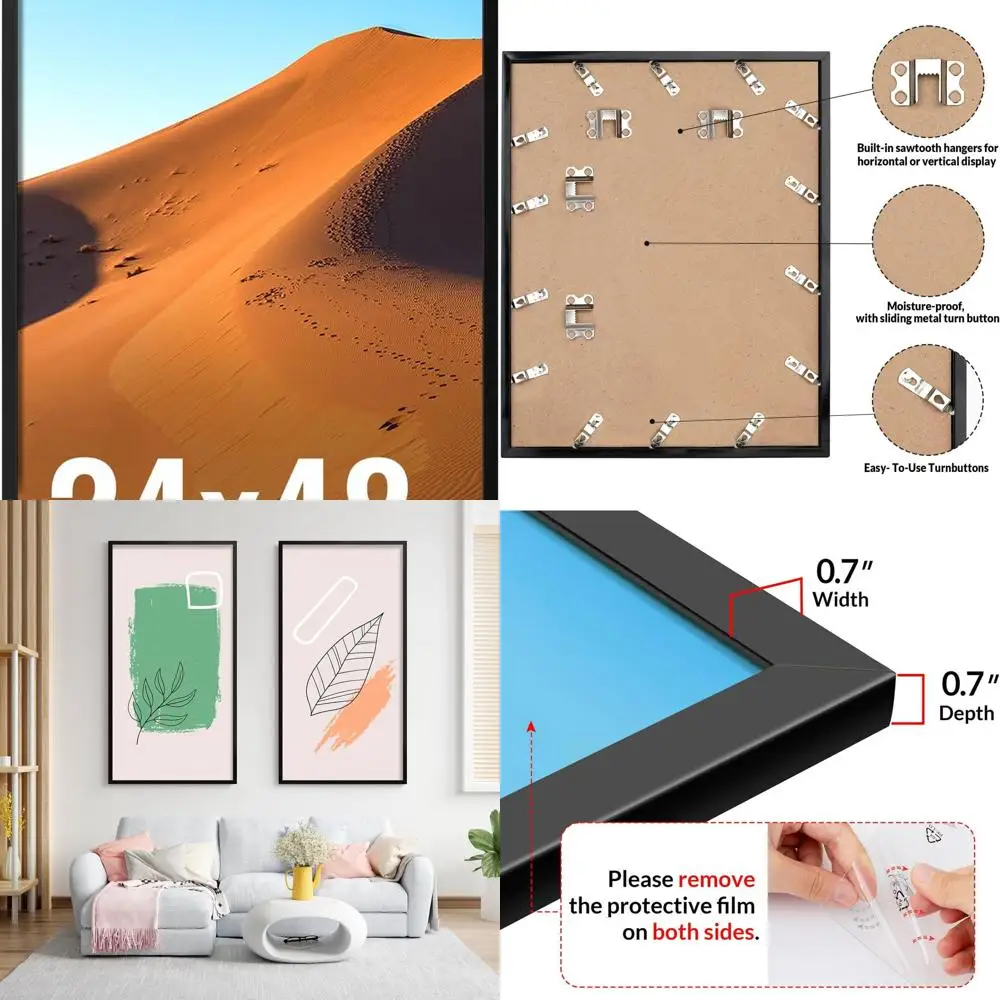 

Classic 24x48 Black Wall Frame with HD Plexiglas for Portrait or Landscape Display