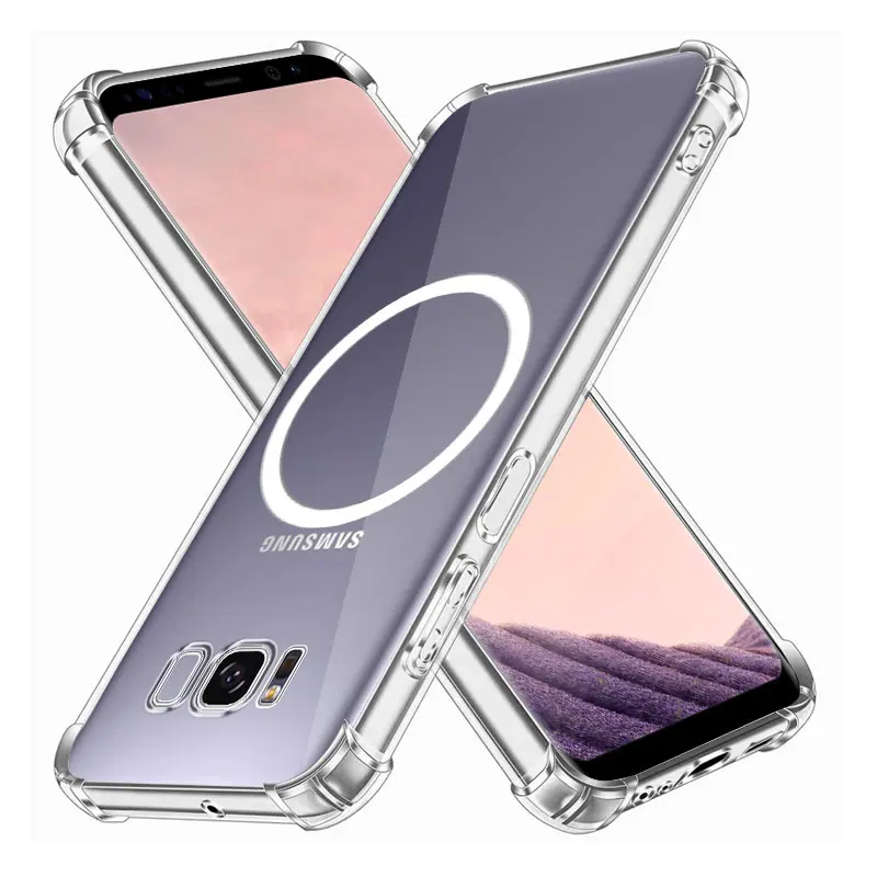 Für Samsung Galaxy S8 Plus Hülle mit kabellosem Magnetaufkleber, weiche Silikon-Handyhülle, Samsung AS9 Plus, stoßfeste, klare Abdeckung