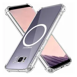 For Samsung Galaxy S8 Plus Case With Wireless Magnetic Sticker Soft Silicone Phone Case Samsung AS9 Plus Shockproof Clear Cover