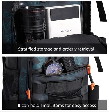 Herren-Doppelschulterrucksack, Einzelschulter-Umhängetasche zum Angeln, Outdoor-Ködertasche, Wander-Brusttasche, funktionelle Outdoor-Tasche, Tarnfarben-Reise-Sporttasche, Wander-Cross-Country-Rucksack, verschleißfeste – Detail 8