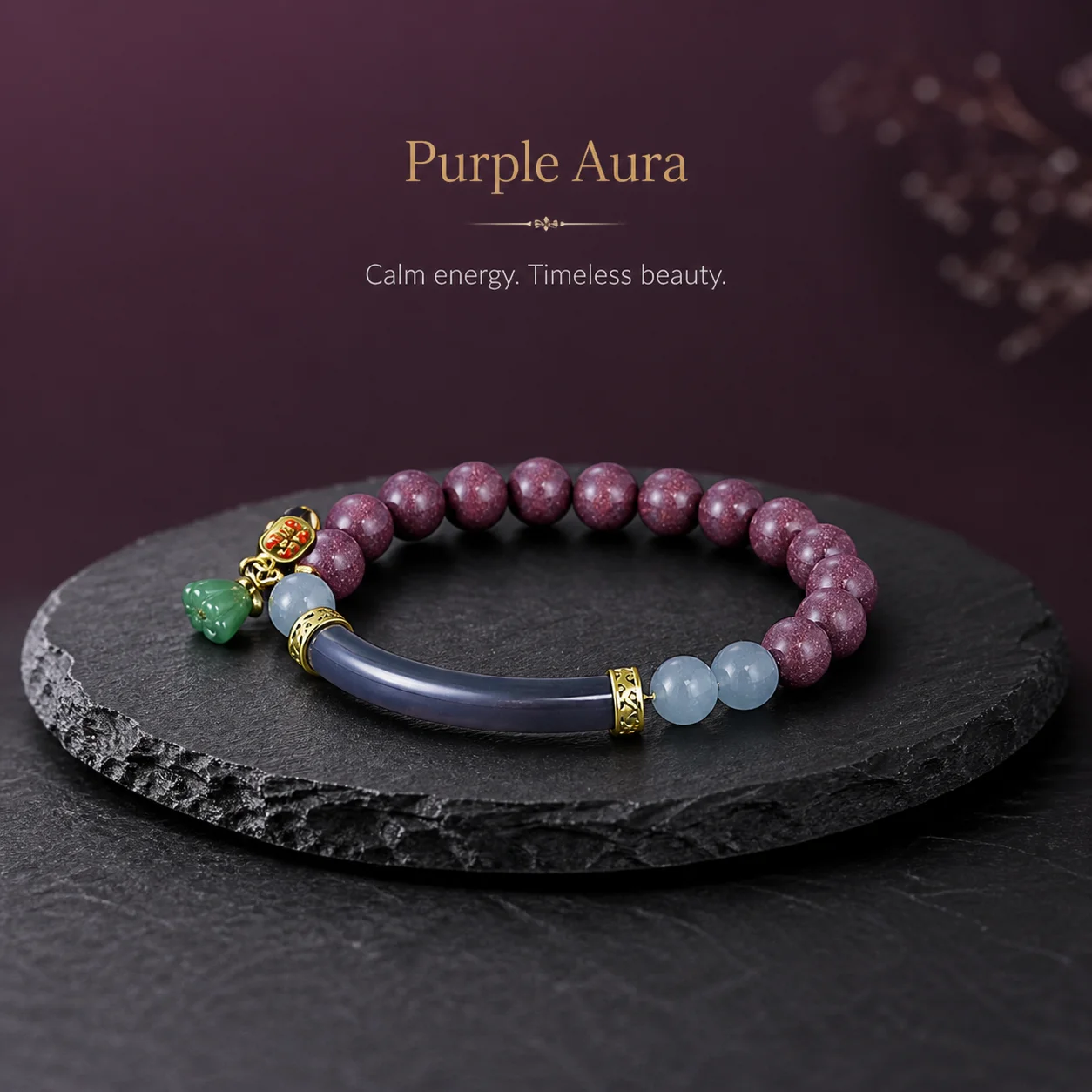 

Handmade 8mm Herbal Incense Bead Bracelet 13pcs Semi Circle Jade Accent Original DIY Boho Charm Stretch Bracelet for Women Men