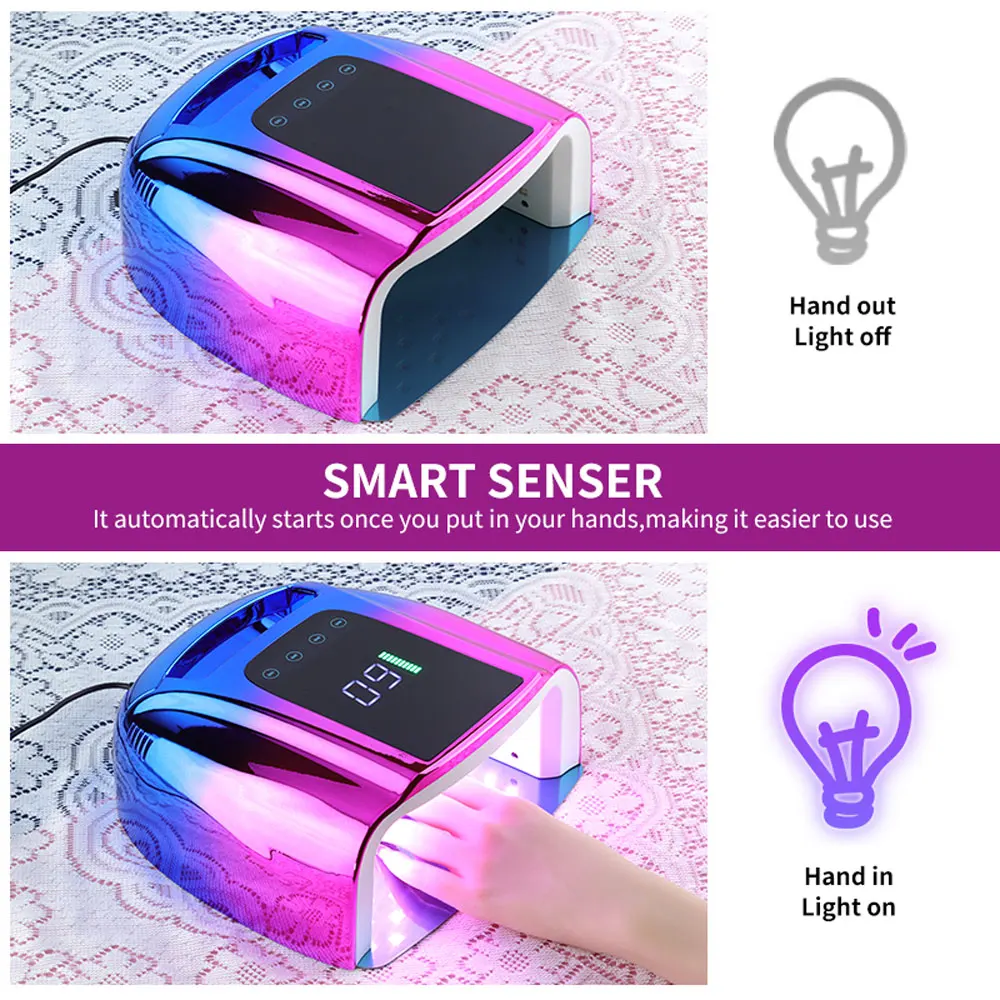 Profissional uv lâmpada do prego secador 42led sem fio recarregável unha polonês cura lâmpada para secar toda a unha gel polonês manicure ferramenta