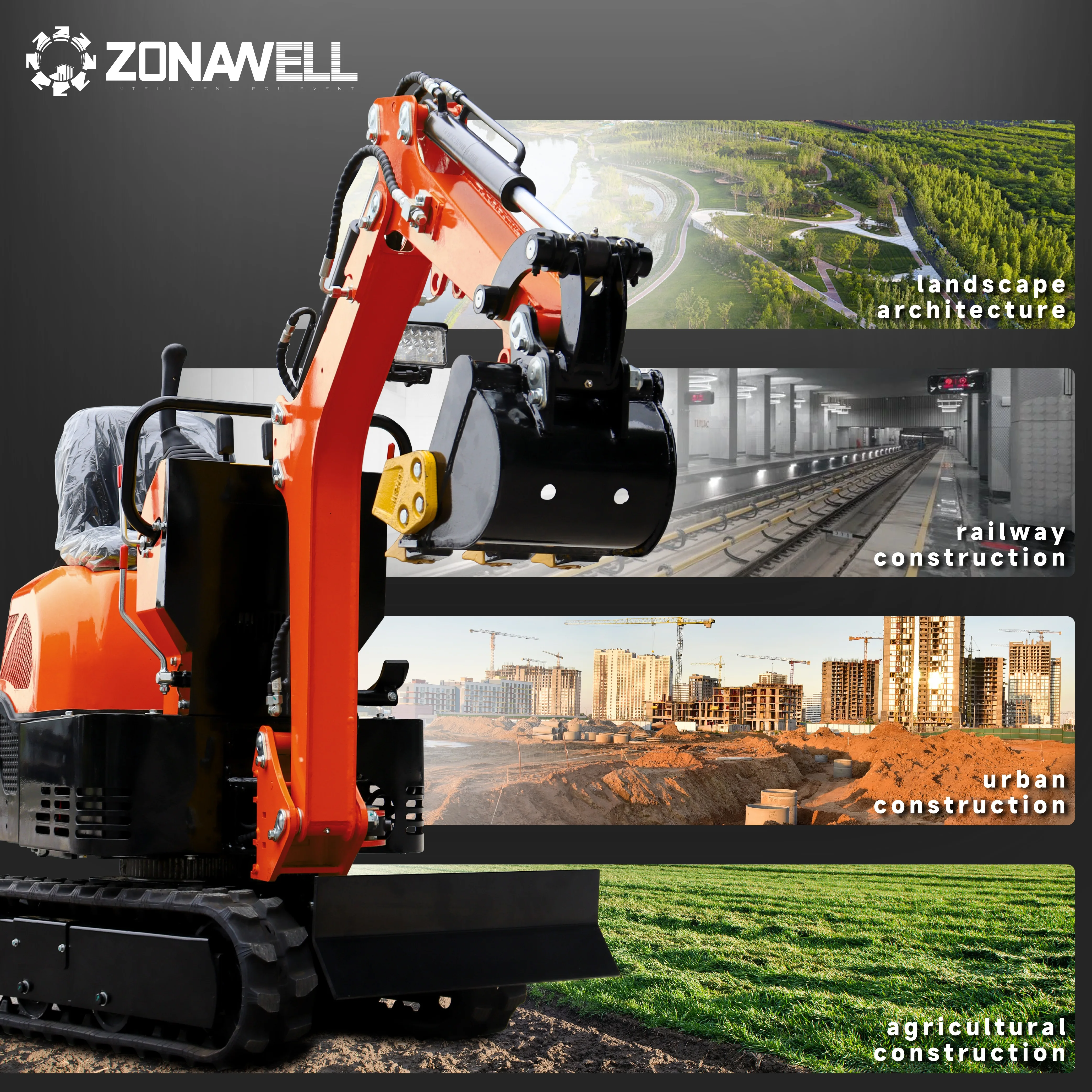 รถขุดขนาดเล็กไร้ท้ายใหม่ 0.8 ตันเครื่องยนต์ EPA รถขุดขนาดเล็กเหมาะสําหรับการก่อสร้างในเมืองและการปรับแต่งภูมิทัศน์