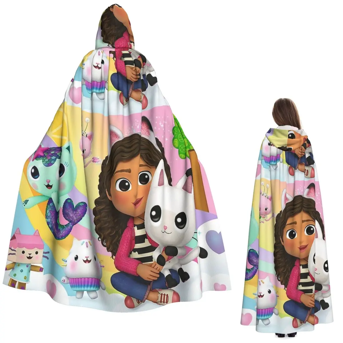 

Кукольный домик Габби, скандинавский кот Габби, панды, лапы, длинный плащ с капюшоном, ведьма, средневековый костюм, накидка для косплея, Хэллоуин, вечеринка для взрослых, унисекс