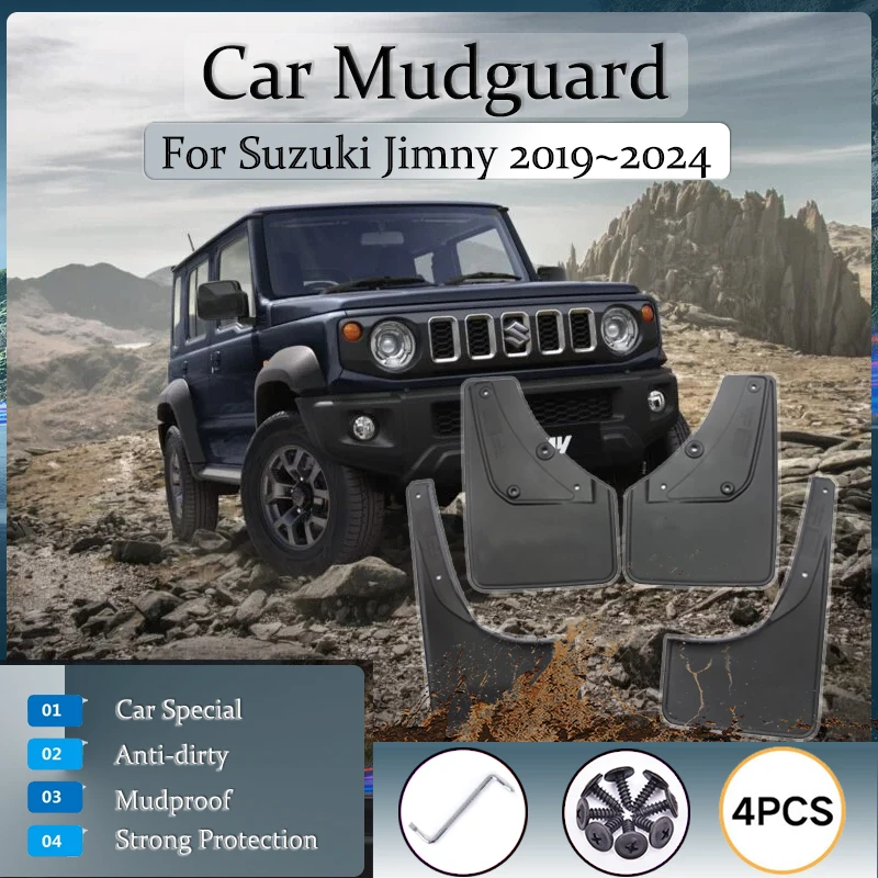 Car Mudguards For Suzuki Jimny Sierra JB64W JB74W 2019~2024 5-door Wagon Antifreeze Fender Splash Guard Mudflas Auto Accessories