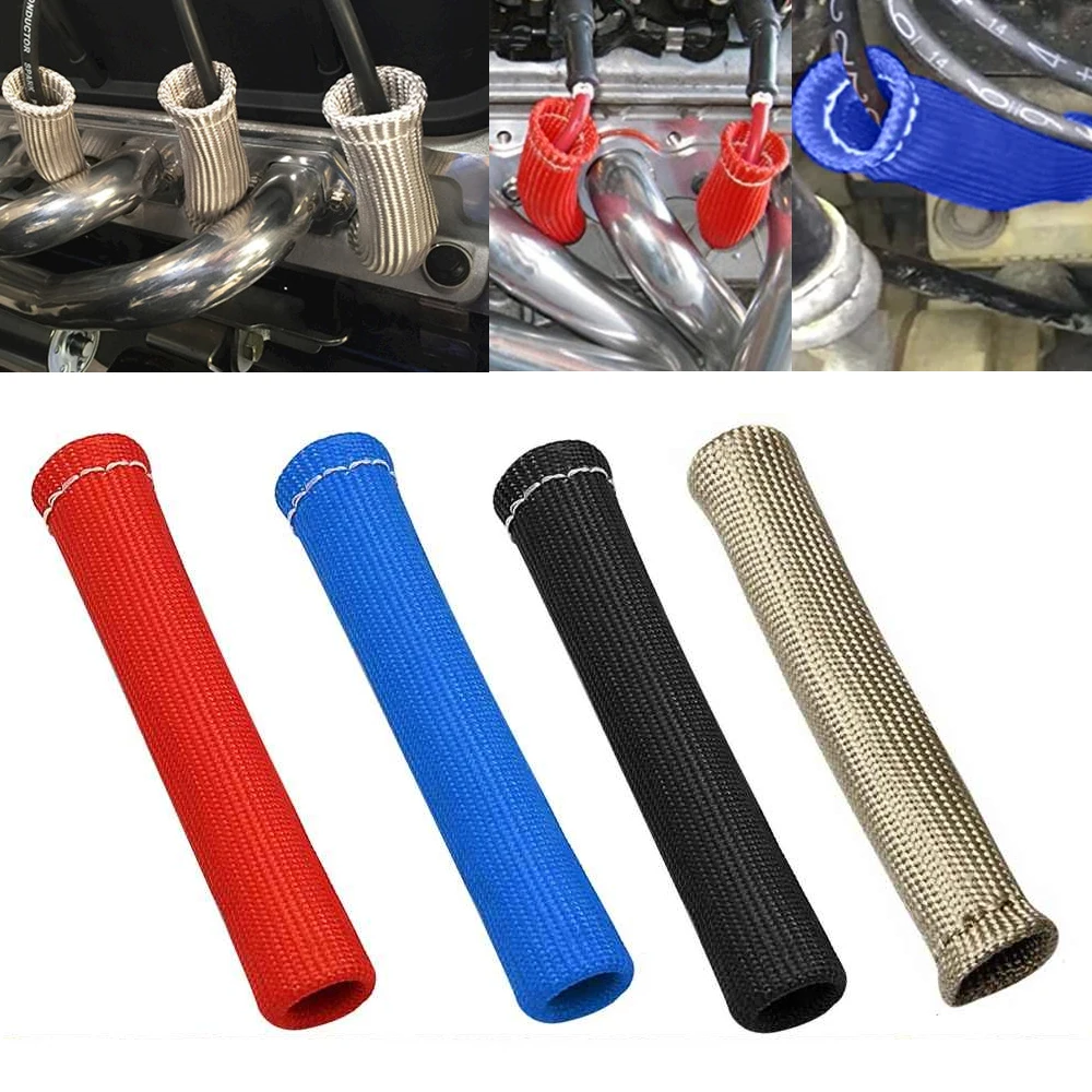 1PCS  Sleeve Heat Shield Cover 2500 Degree Spark Plug Wire Boots Protector Spark Plug Cable Heat Insulation Wrap Titanium Fiber