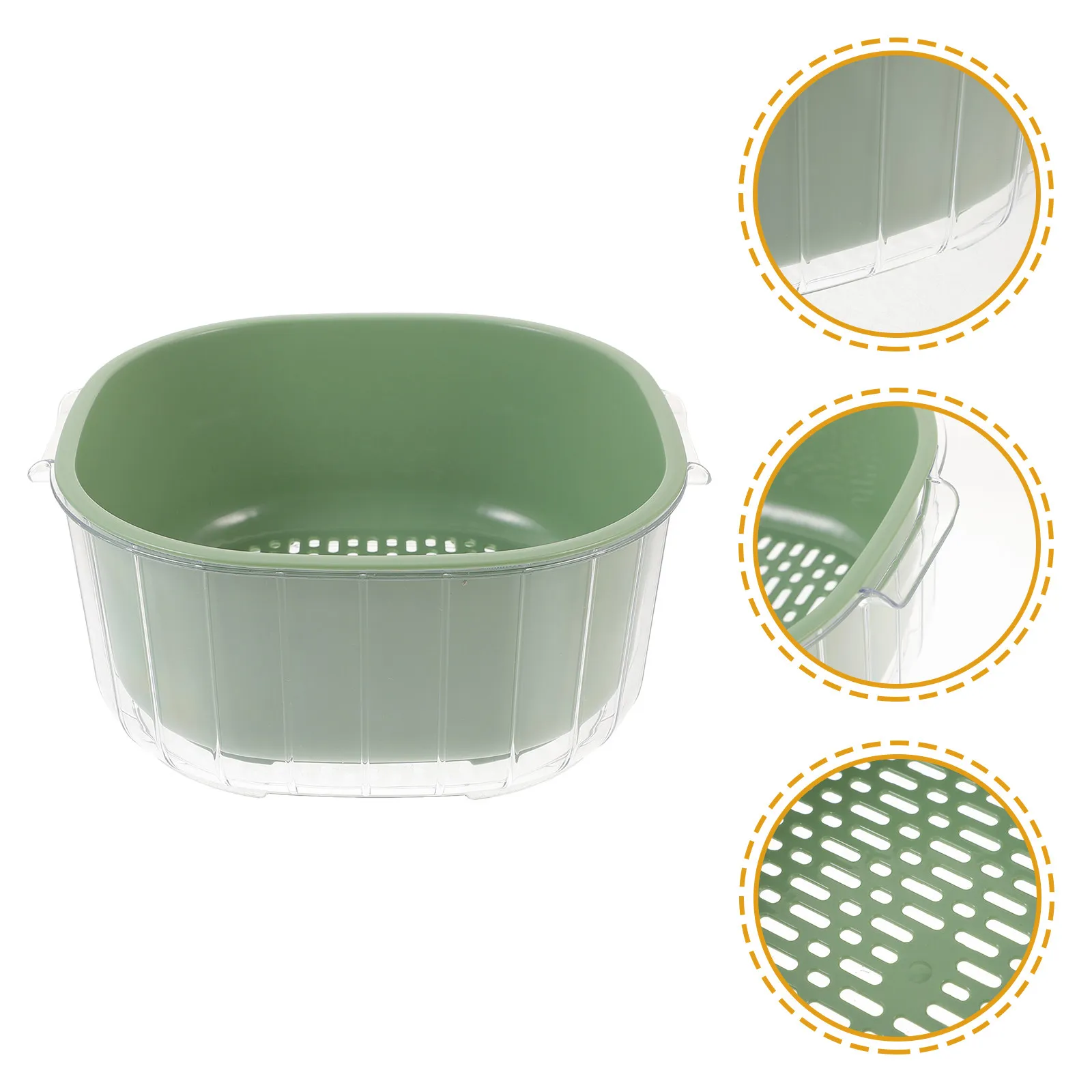 Double-Layer PP Kitchen Draining Basket with Nesting Strainer Bowl for Washing Draining Storing Fruits Vegetables Rice Beans