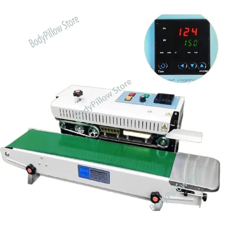 

Horizontal Continuous Band Sealer Film Bag Automatic Heat Sealing Maker Plastic Bag Sealing Machine 220V FR-900