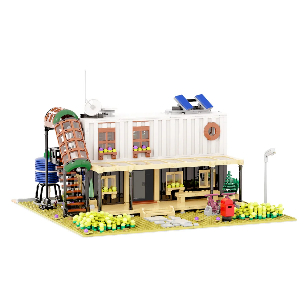 

MOC Container House II Model Building Blocks Modern Simple Cafe Garden Apartment Courtyard House Architecture Brick Toy Gifts