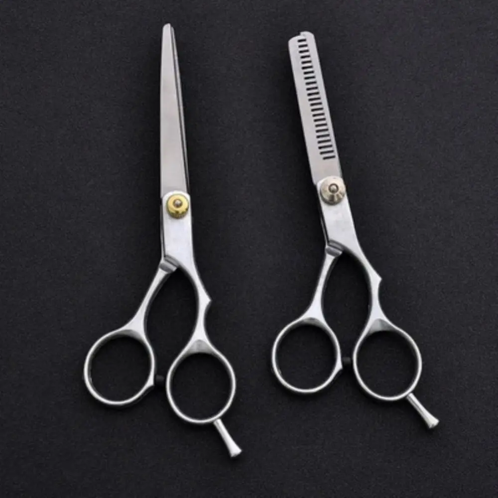 Stainless Steel Hair Cutting Scissors 6.0 Inch Barber Salon Barber Scissors Thinning Silver Hairdressing Shears Barber Shop