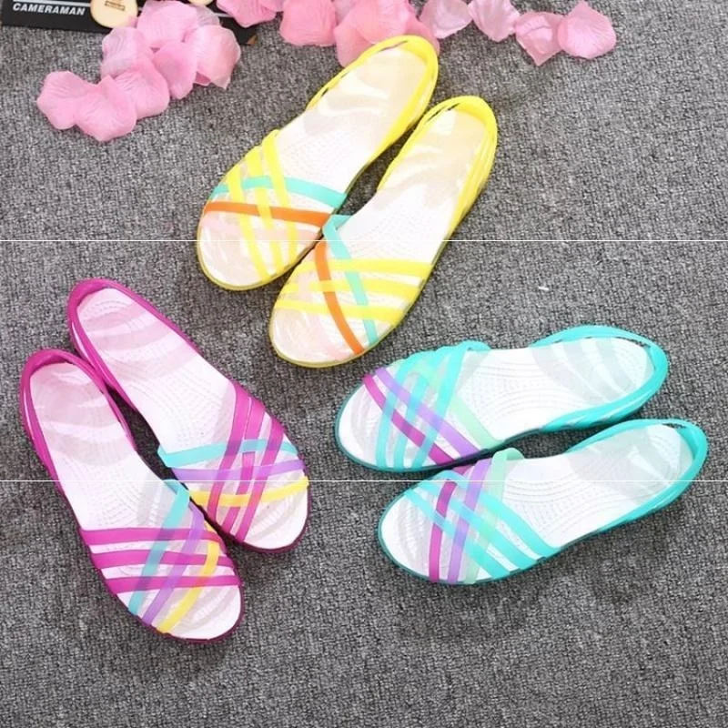 2023 Fashion Women Comfortable Sandals Summer New Candy Color Women Cute Shoes Peep Toe  Outdoor Beach  Shoes Woman Flats