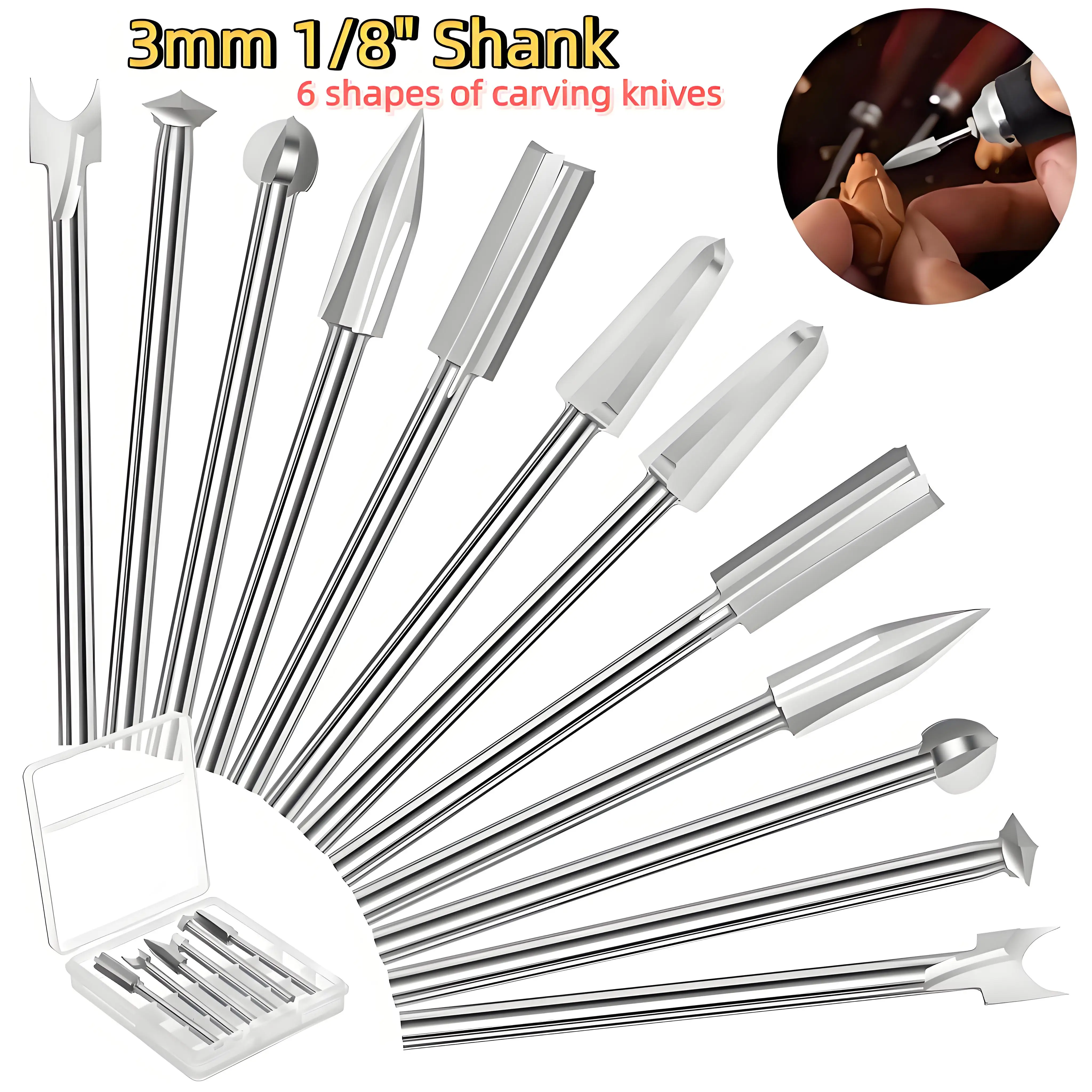 

12 шт. набор сверл для резьбы по дереву с хвостовиком 3 мм 1/8 дюйма для дерева, металла и пластика, профессиональные аксессуары для деревообработки, вращающийся инструмент