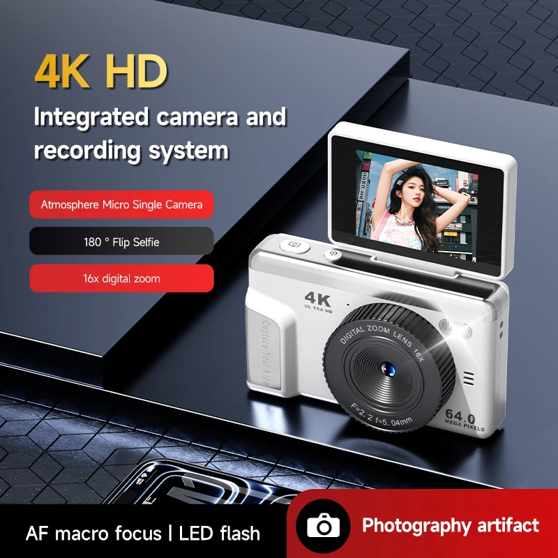 2026 New Flip Screen Student Micro Single Digital Camera 4K Video Selfie Camera HD Portable Card Machine Entry Level