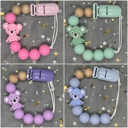 2024 DIY Silicone Baby Pacifier Clip Koala Handmade Beech Chain Holder Soother Gift Round Bead Teething Chain for Care Chew Toys