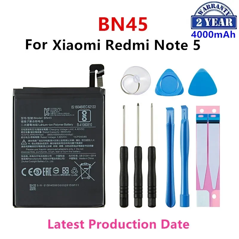 

100% Orginal BN45 4000mAh Battery For Xiaomi Redmi Note 5 Note5 BN45 High Quality Phone Replacement Batteries +Tools