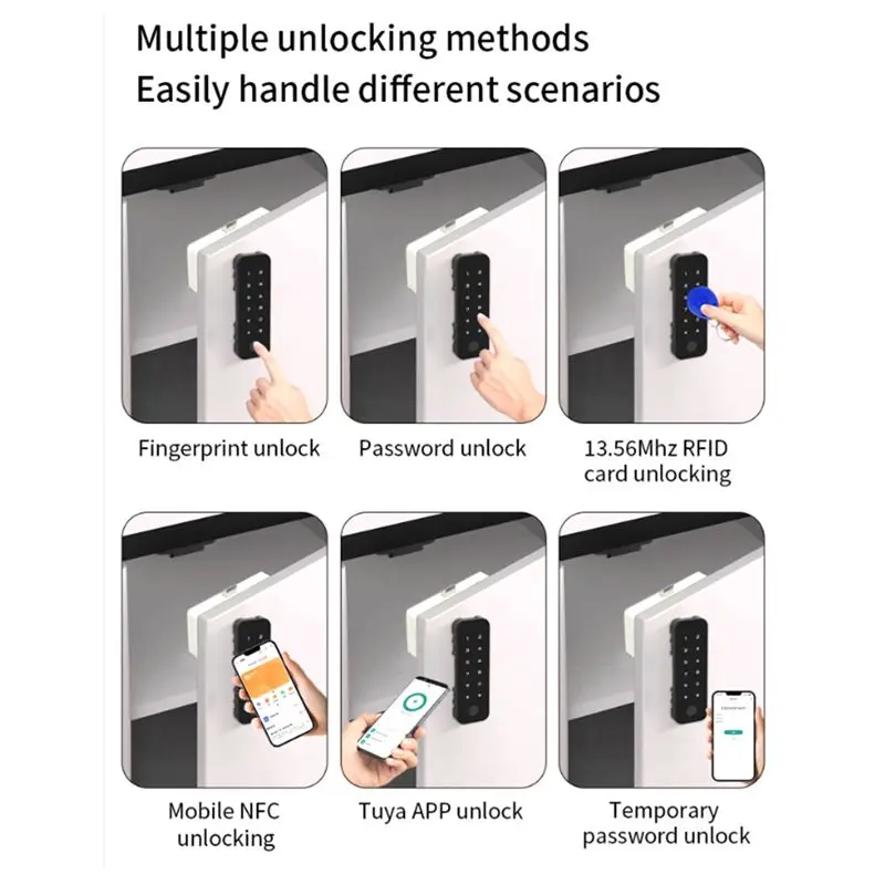 AC57-Tuya Bluetooth Smart Wood Cabinet Fingerprint Electronic Lock App Remote Control For Furniture Drawer Locker