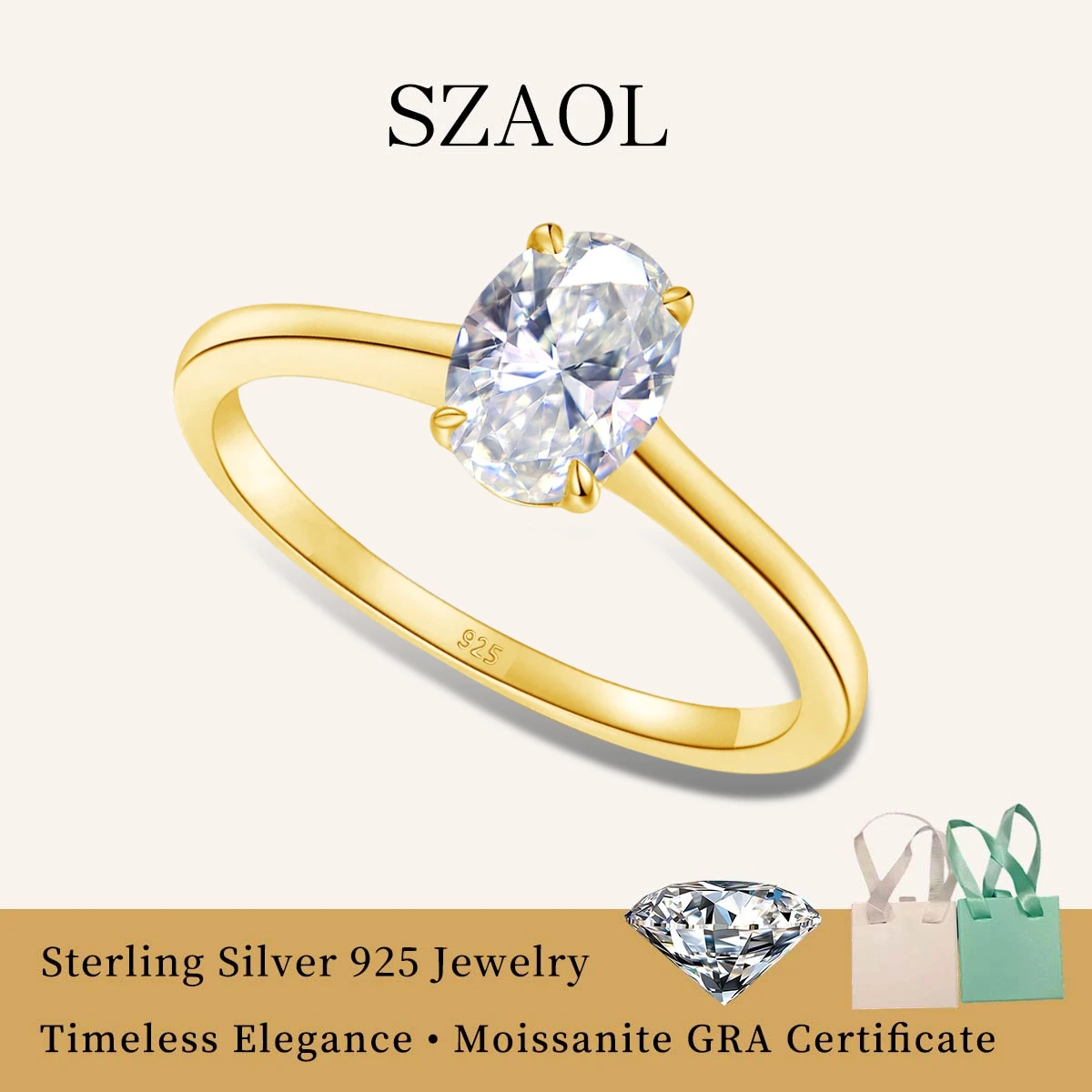 

Classic 925 Sterling Silver Engagement Rings Oval Cut D Color 1CT Solitaire Moissanite Promise Rings for Women Fine Jewelry gift