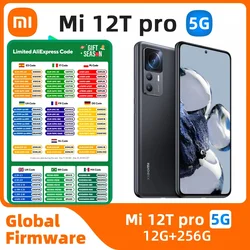 Xiaomi-12T pro-Androidスマートフォン,5g,8GB RAM, 256GB ROM, Qualcomm Snapdragonプロセッサ,8 gen1,5000mah,200mp使用済み電話