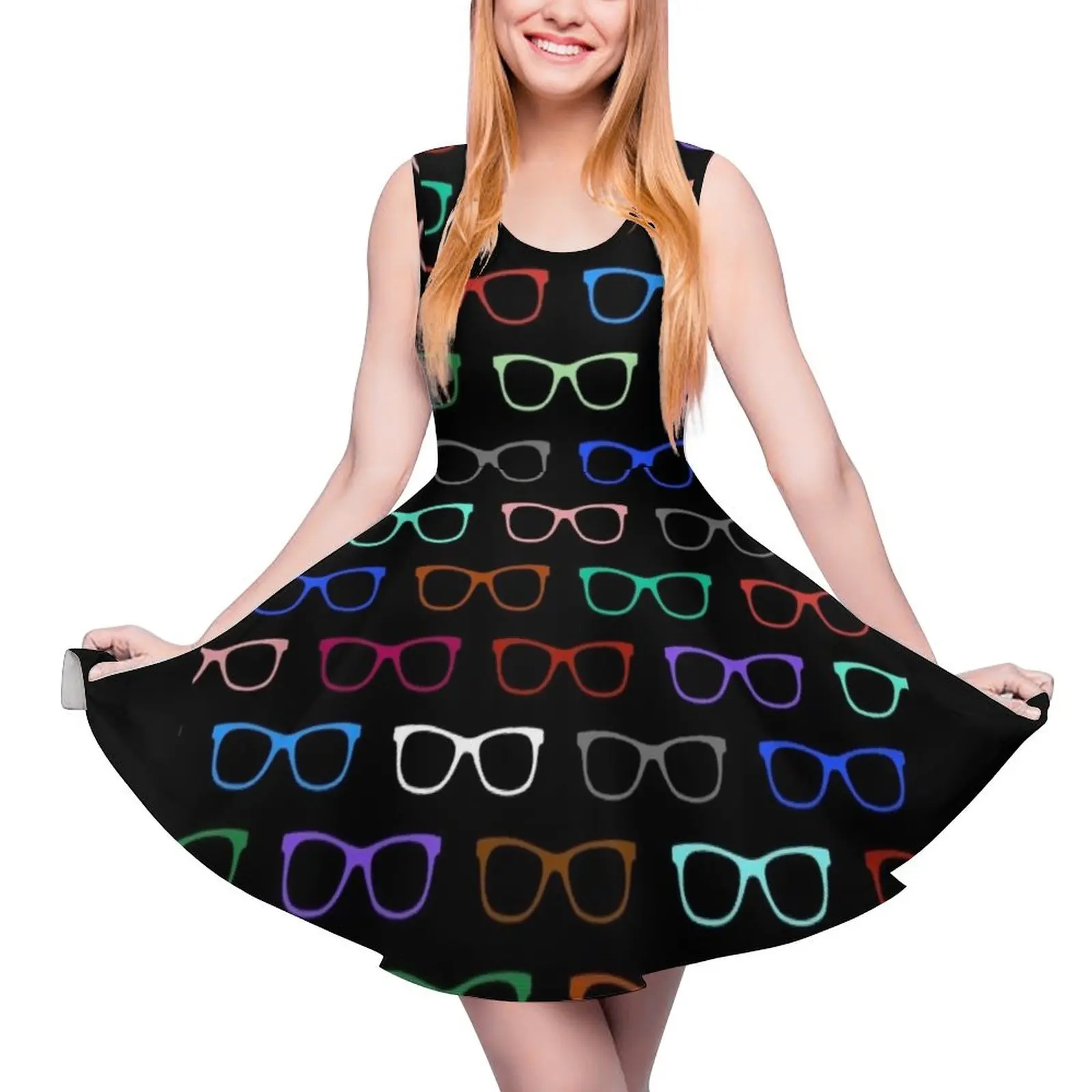 

Hipster Colorful Eyeglasses Pattern II Sleeveless Dress Women"s summer skirt dress women summer 2024