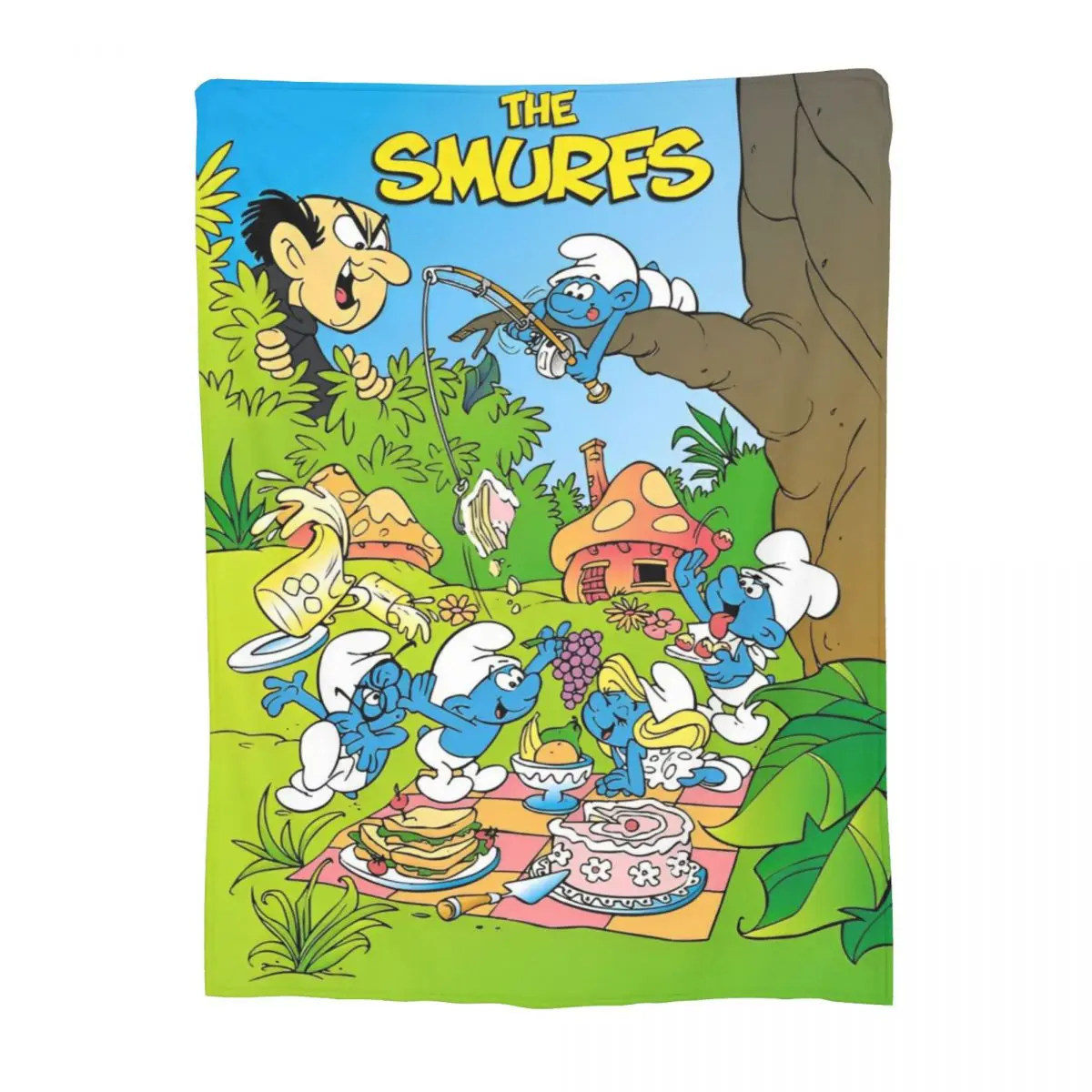 The S-Smurfs Blue Cartoon Anime Blanket Fleece Cozy Ultra-Soft Throw Blanket for Home Quilt